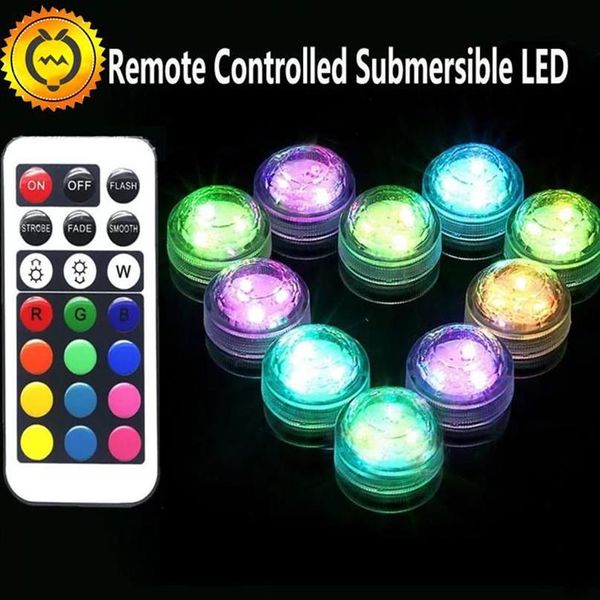 10 stücke Party Mini LED Strings Mit 1 stück Batterie Fernbedienung Tauch Tisch Lampe Innen Dekoration Weihnachten Hochzeit Licht in 173 h