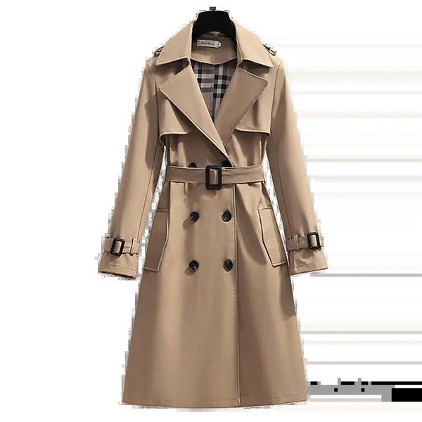 2023 Marca Clássica Designers S - 4XL Primavera Inglaterra Estilo Mulheres Windbreaker Solto Médio e Longo Elegante Cinto Casaco Feminino Casual Long Trench Coat