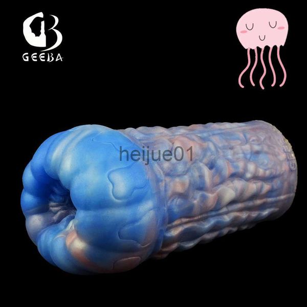 Masturbatori GEEBA Jellyfish Style Tazza del Masturbatore Maschile Giocattoli Del Sesso Realistico Figa Tascabile Vagina Artificiale Uomini Uovo Masturbazioni PER ADULTI x0926