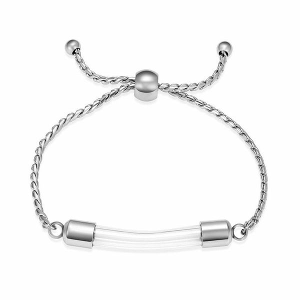 Bracciale rigido per cremazione in acciaio inossidabile per ceneri - Tubo di vetro trasparente Urna Gioielli commemorativi Uomo Donna261e