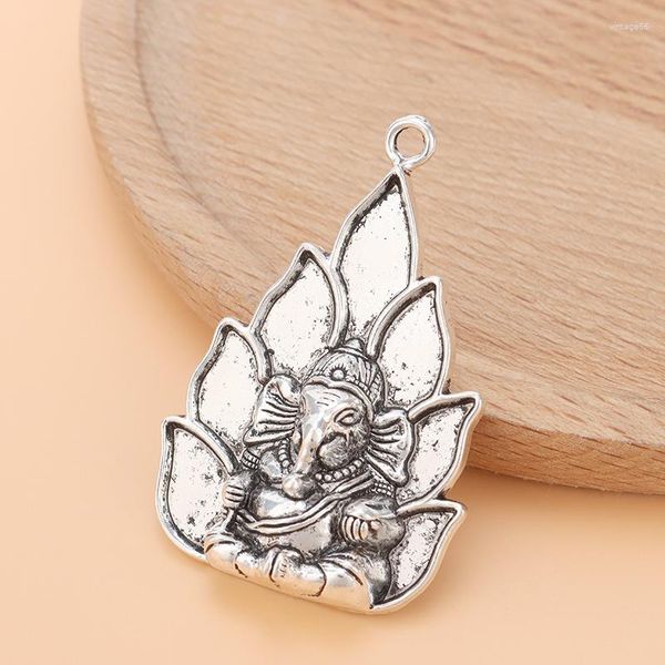 Anhänger Halsketten 6 teile/los Tibetischen Silber Große Ganesha Elefant Gott Der Anfänge Charms Anhänger Für DIY Halskette Schmuck Machen