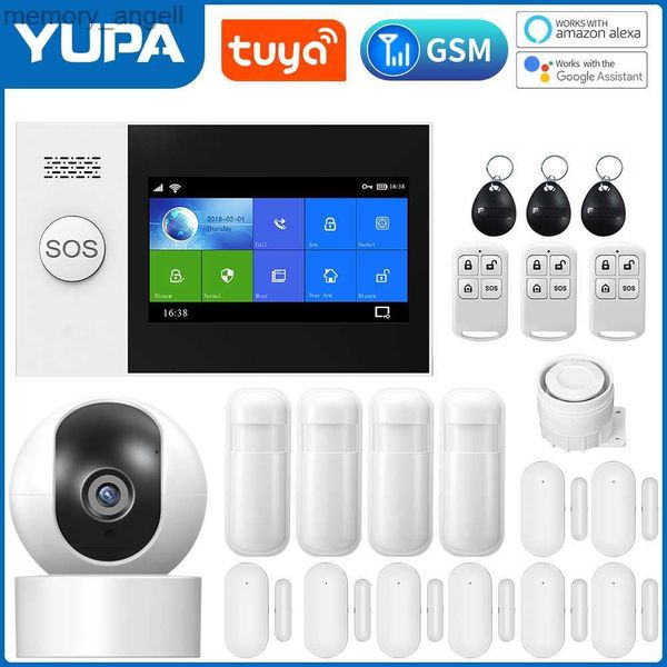 Sistemas de alarme TUYA PG-107 Wifi GSM Sistema de alarme de segurança doméstica Controle de aplicativo Sensor de janela de controle remoto com câmera IP 1080P Kits de alarme inteligentes YQ230927