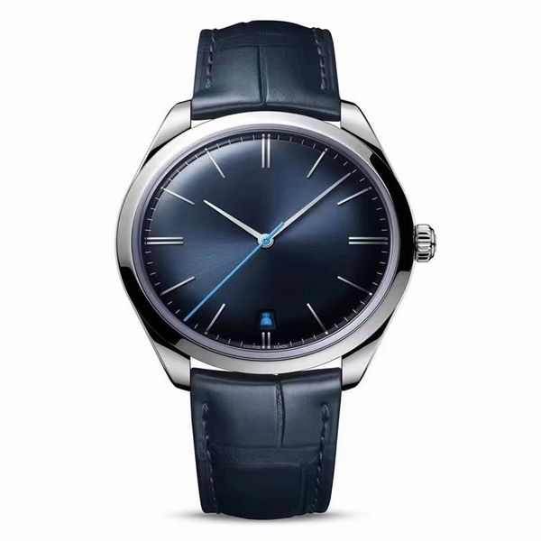 Relógio mecânico comercial com mostrador de diâmetro 39 5mm, calibre japonês 8215, pulseira de couro com enrolamento automático, relógio masculino de luxo 265j