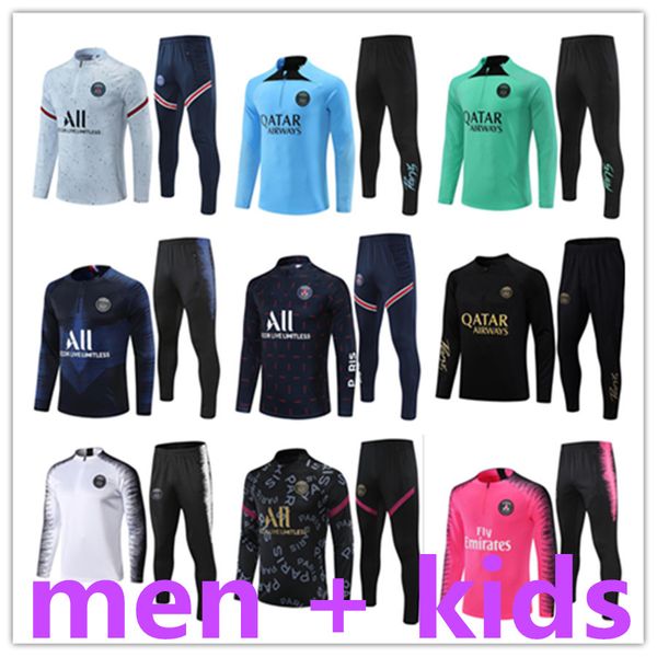 Männer und Kinder Trainingsanzug Retro Training Survêtement Chandal Kit Fußball Fußball Camiseta MBAPPE NEYMAR JR KIMPEMBE FABIAN VERRATTI C Soler Juan Bernat M ASENSIO