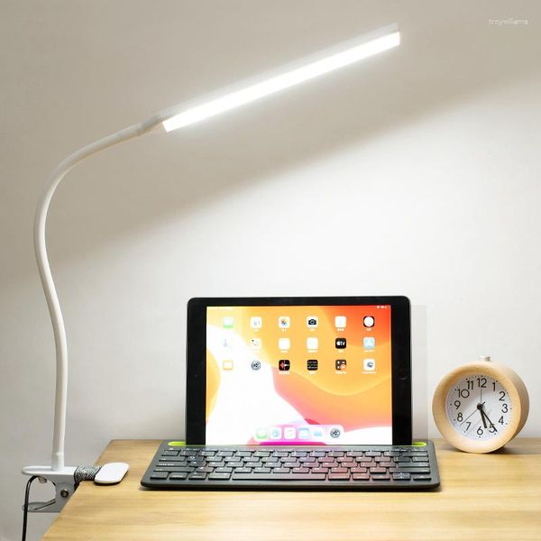 Masa lambaları Hafif masa koruma lambası Şarj edilebilir bilgisayarlar için göz açma gözü açık klipsli yatak ve 360 ​​° katlanır çalışma kelepçesi