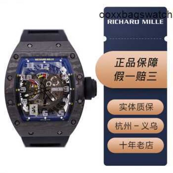 Richardmill Brand Watch Relógios de pulso mecânicos automáticos Richardmill RM030 Relógio masculino NTPT Fibra de carbono Data Display Mecânico automático suíço famoso Wat HBST