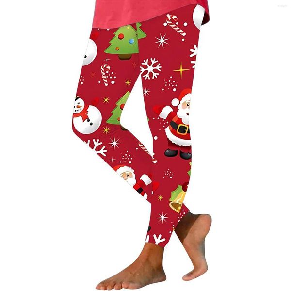 Женские леггинсы с рождественским принтом и высокой талией, эластичное обтягивающее платье для женщин, рабочие брюки, женские колготки и