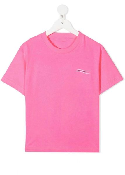 Designer Kids Camisetas Meninos Meninas Verão Casual Letra Impressa Bebê Crianças Camisetas Onda Listras Juventude Criança Manga Curta Camisetas Top Tees Preto Branco Rosa Azul