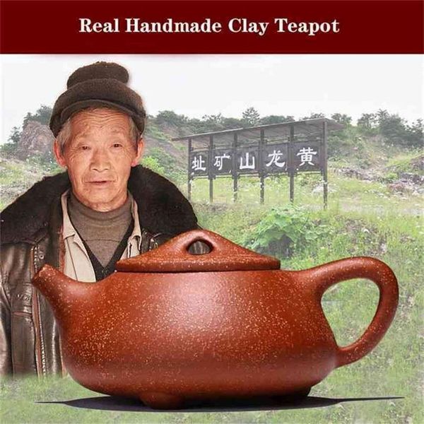 Bule de argila yixing artesanal real 240cc, chaleira chinesa puer conjunto de chá kung fu zisha teaware 210724243c
