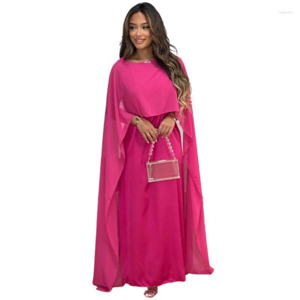 Ethnische Kleidung, schicke afrikanische Abendkleider für Frauen, einfarbig, modische muslimische Abaya, elegantes Party-Chiffon-langes Kleid, Afrika-Kleidung