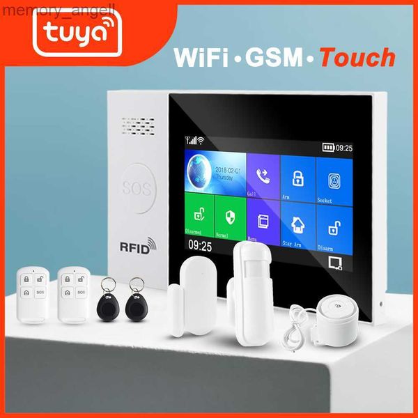 Sistemas de alarme Tuya WiFi GSM Proteção de segurança doméstica Sistema de alarme inteligente Tela sensível ao toque Kit anti-roubo Aplicativo móvel Controle remoto RFID Armar e desarmar YQ230927