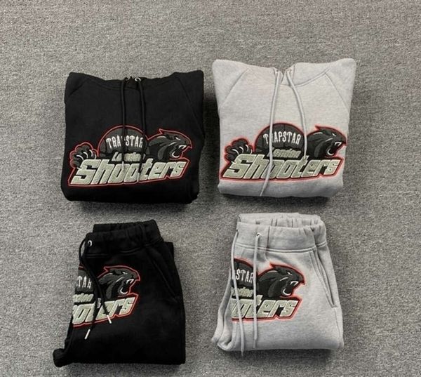 Hareket Tasarım Takipleri FW Trapstar Hoodie Suit Erkek Kadın Kırmızı Siyah Tiger Head Havlu İşlemeli Kapşonlu Sweatshirt Peluş Hareket Akım 664ess