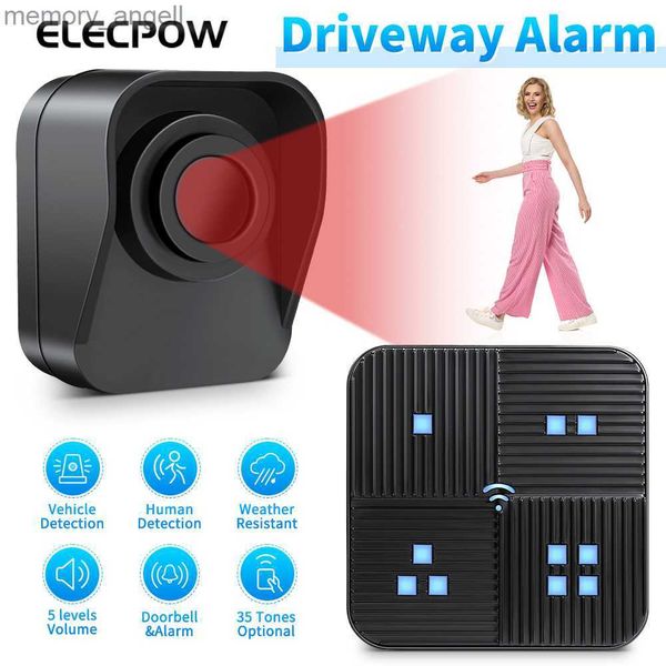 Alarm Sistemleri Elecpow Kablosuz Driveway Alarm Dış Mekan Su Geçirmez PIR Hareket Sensörü Dedektörü Kapalı Garaj Hoş Geldiniz Hırsız Alarm Güvenli Sistemi YQ230927