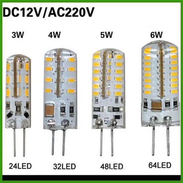 SMD 3014 G4 110 V 4 W 5 W 6 W LED Lampada di cristallo di mais DC 12 V / AC 220 V LED Lampadina Lampadario 24 LED 32 LED 48 LED 64 LED LL