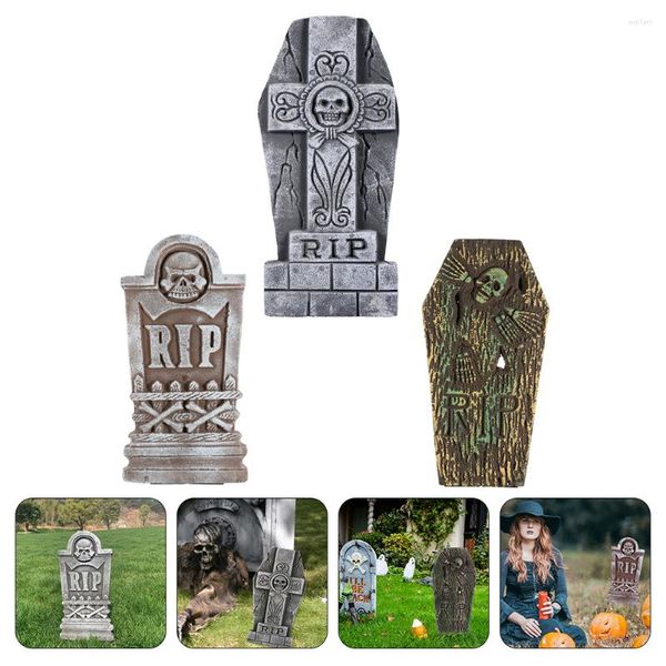 Gartendekorationen, 3 Stück, Halloween-Grabstein-Dekoration, Outdoor-Schild, Dekoration, Zubehör, Requisiten, Spukhaus, künstliche Verzierung