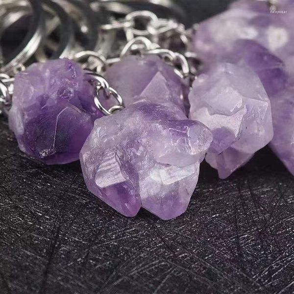 Colares de pingente chaveiro ametista lavanda cristal chakra com gema brasileira forma irregular