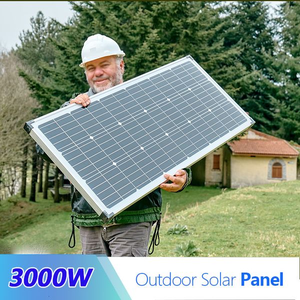 Caricabatterie 1000W 2000W 3000W Pannello solare 18V Banca di alimentazione portatile ad alta efficienza Carica flessibile per celle esterne per campeggio domestico 230927