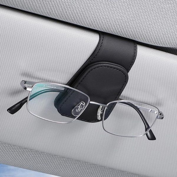 Bolsas de jóias 1-3pcs óculos clipe universal armazenamento de carro óculos de sol titular fixador jóias de couro macio