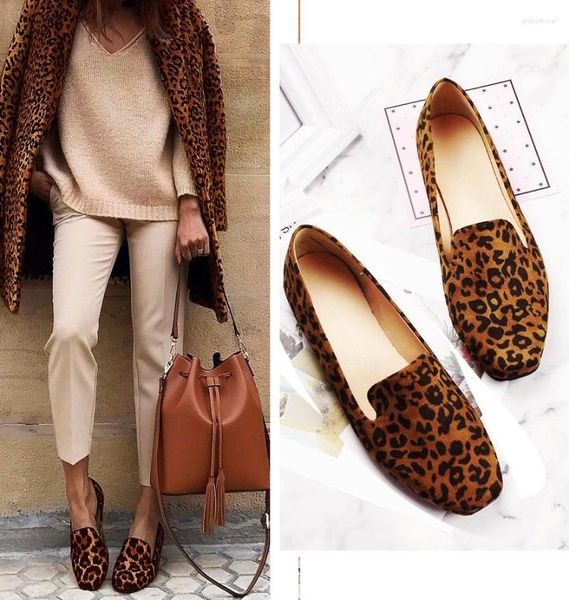 Freizeitschuhe EAGSITY Leopard Damen Penny Loafers Flats Slip On Tanzen Damen Party Bequeme Pantoletten
