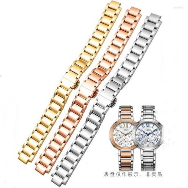 Uhrenarmbänder Hohe Qualität Lady's Convex Mouth Edelstahl-Armband 16 10 mm Silber Gold Solid Links Armband Fit für Fiyta LA8402
