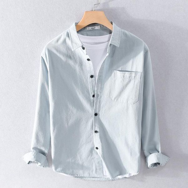 Camicie casual da uomo Camicia autunno primavera 2023 Cotone a maniche lunghe per uomo Stile giapponese Abbigliamento quotidiano semplice e alla moda