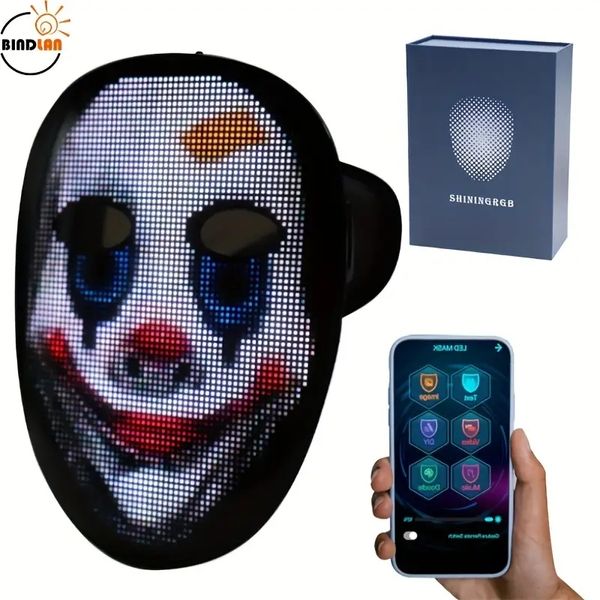 Light Up The Night: 1 упаковка светодиодной маски с управлением через приложение — крутая маска для лица в стиле Хэллоуина для детей и взрослых!