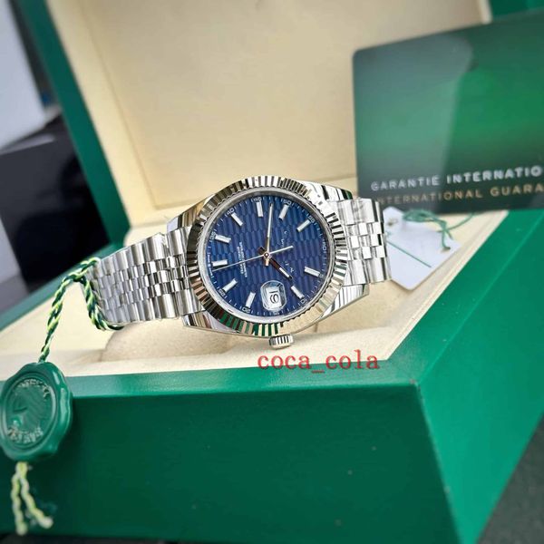 Um novíssimo DATEJUST126334 AZUL FLUTED-MOTIF 41mm modelo 3235 Movimento Automático À Prova D 'Água Relógio Masculino Moda