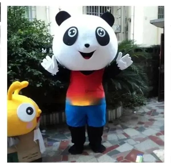 Promocional bonito panda mascote traje feito à mão ternos vestido de festa roupas roupas promoção anúncio carnaval