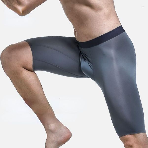 Cuecas suaves sexy calcinha masculina respirável esportes fitness roupa interior collants boxers homem pacote na altura do joelho correndo ginásio masculino briefs 2023