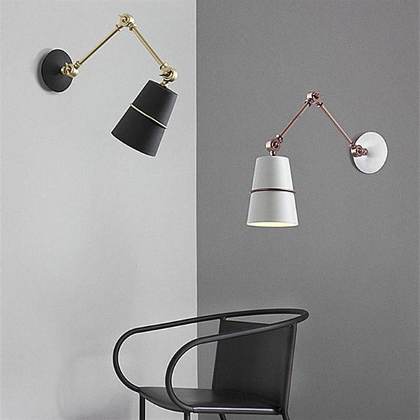 Lampade da parete Modern Long Swing Arm Lampada nera Sconce per Room Studio Accanto Wandlamp Aplique De Pared Indroo Home Fixtures244n