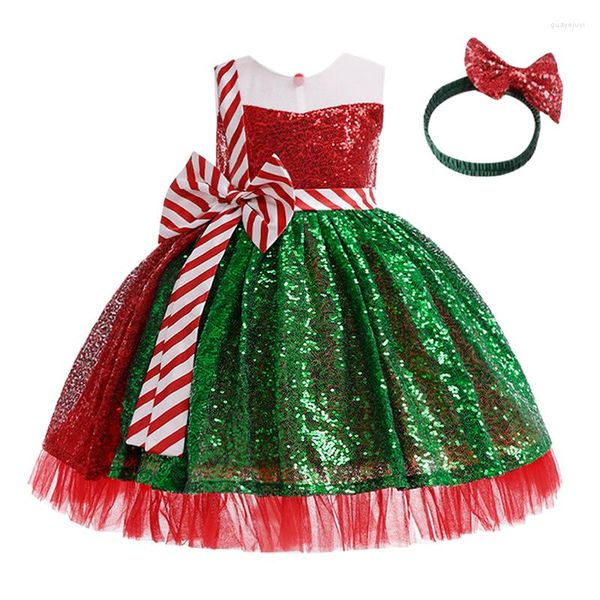 Vestidos da menina 2023 natal trajes das crianças cosplay personagem desempenho dança cor combinando tutu saia meninas vestido com cocar