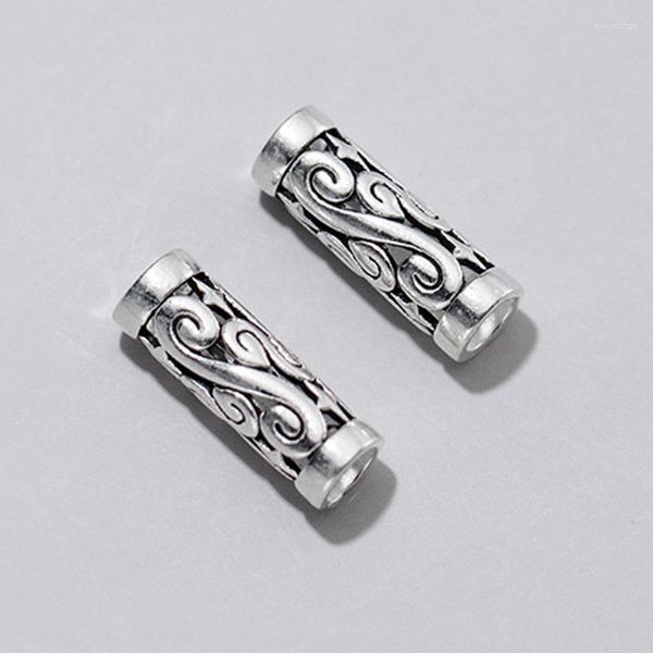 Pedras preciosas soltas 925 prata esterlina retro oco para fora flor tubo contas 16mm pulseiras artesanais espaçador diy jóias fazendo