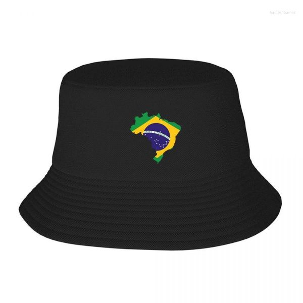 Berets Brasil Bandeira Design País América do Sul Adulto Pescador Chapéu Bob Bucket Chapéus Homens Mulheres Caps Pescador Menina Menino 927