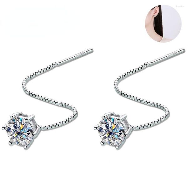 Orecchini a bottone Serenity Day S925 Argento sterling placcato Pt950 1/2CT Moissanite Orecchino a filo orecchio Classico a sei artigli D Colore VVS1 Gioielleria raffinata