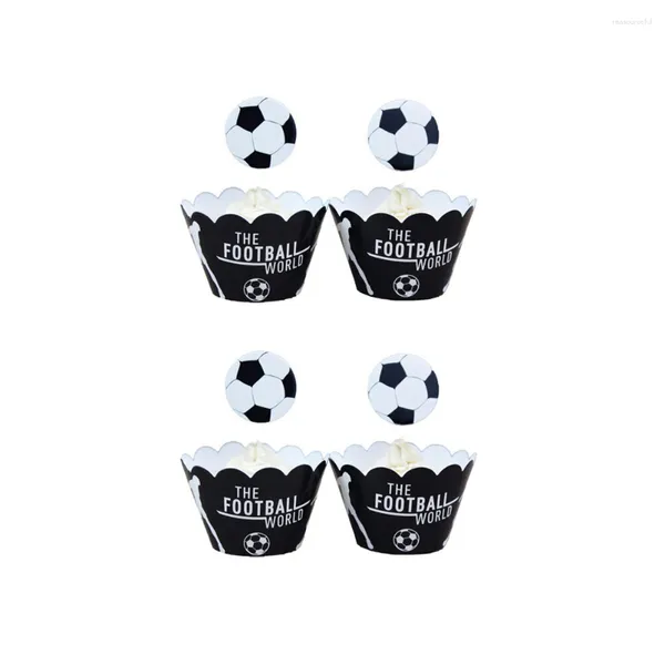 Festliche Lieferungen 48 Stück Fußball-Party-Kuchenaufsatz Fußball-Baby-Sets Topersitos Para Comida Dekorationen