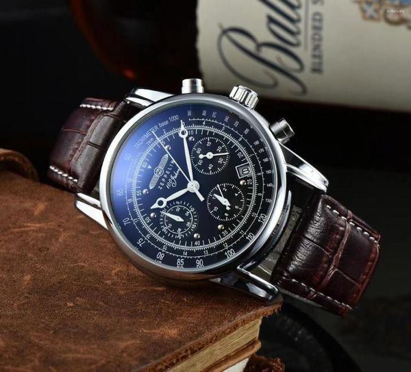 Наручные часы Zeppelin Airship Series, модные многофункциональные часы с тремя глазами, кожаные деловые кварцевые часы для мужчин