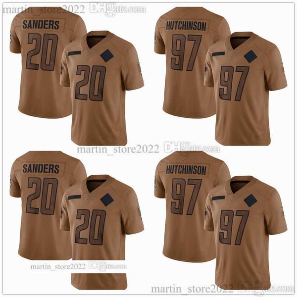 2023 Hizmete Selam Limited Jersey 20 Barry Sanders 97 Aidan Hutchinson 16 Jared Goff 14 Amon-Ra St. Brown 9 Jameson Williams 46 Jack Campbell 58 Penei Sewell