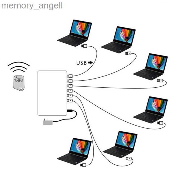 Sistemas de alarme 6 portas laptop sistema de exibição de alarme de segurança para computador portátil alarme anti-roubo para loja de varejo com controle remoto YQ230927