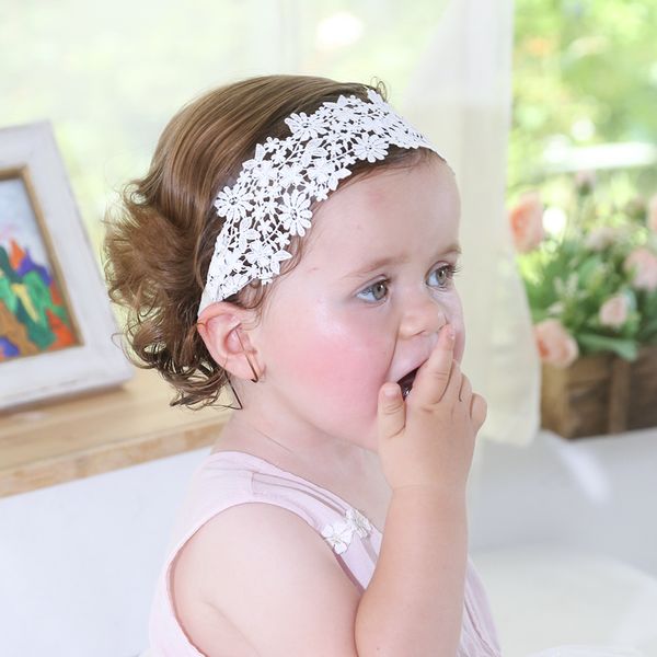 Baby Stirnband Weiches Haarband Weiße Spitze Blumen Stirnbänder Mädchen Dekorieren Elastische Kopfbedeckung Headwrap Haarschmuck Geschenk