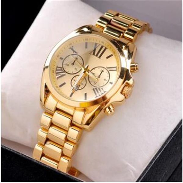 Todo o famoso design moda masculina relógio de ouro prata aço inoxidável mulher genebra relógios quartzo homem relógio pulso negócios classil 252s