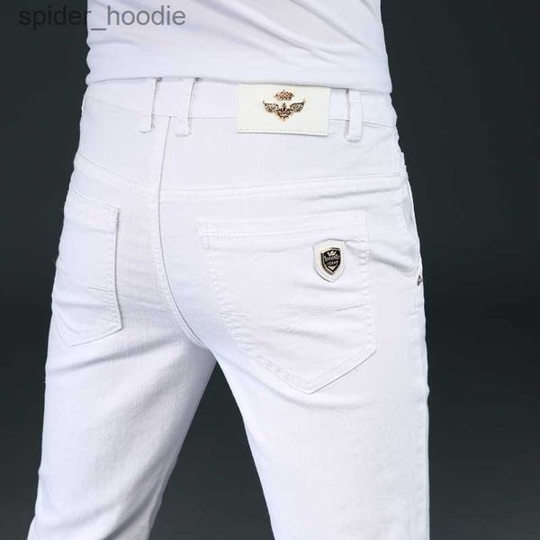 Мужские джинсы 7 стилей 2022 Новые мужские белые узкие джинсы Advanced Stretch Skinny Jeans Вышивка Украшение Джинсовые брюки Мужская брендовая одежда L230927