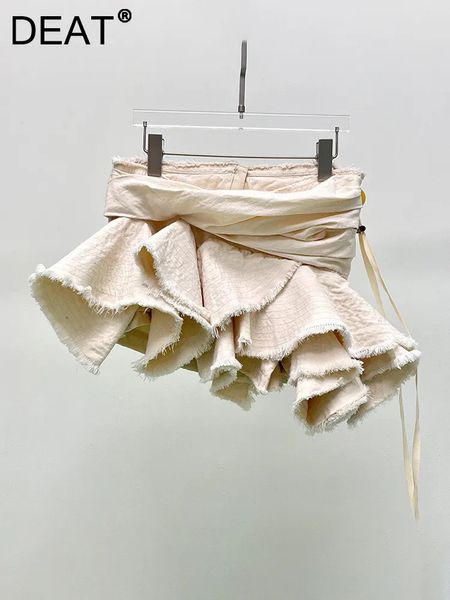 Vestido de duas peças Deat moda mulheres sexy assimétrico saia plissada cintura alta irregular borda crua magro mini saias em camadas verão 11xx 230927
