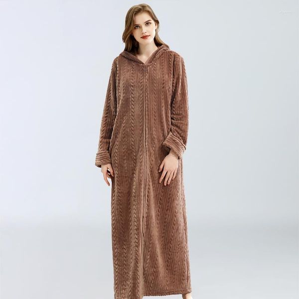 Indumenti da notte da donna Inverno caldo Donna Pile di corallo Homewear Flanella Con cappuccio Morbida donna incinta Camicia da notte Camicia da notte Casual Abiti per la casa