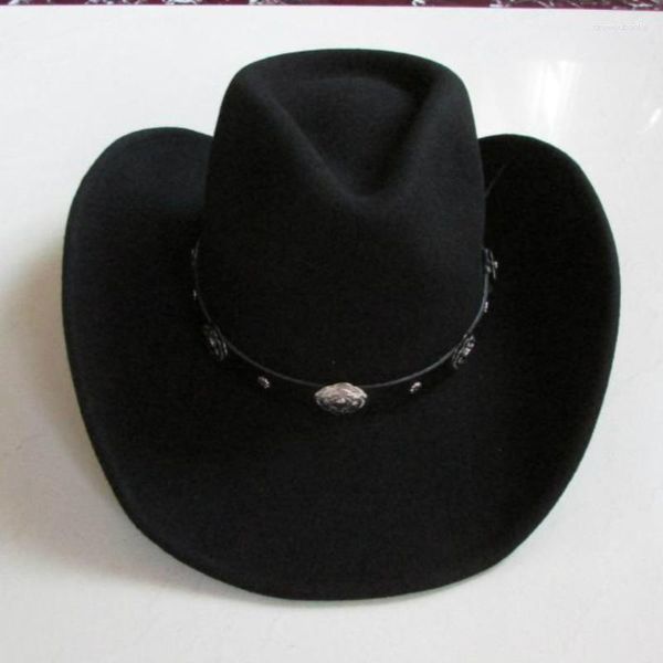 Berets lã impermeável anti-rugas homens ma shu mao qi shi cowboy chapéu grande borda cavalheiro preto masculino fedora 2023