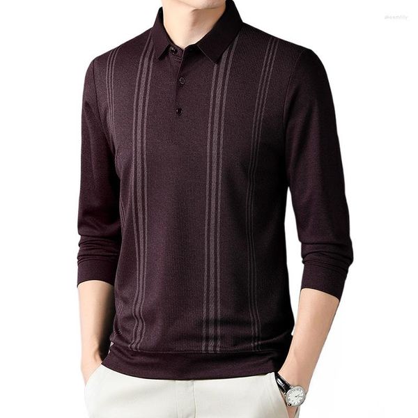 Polos masculinos polo business casual camisa listrada top quente e confortável design tops
