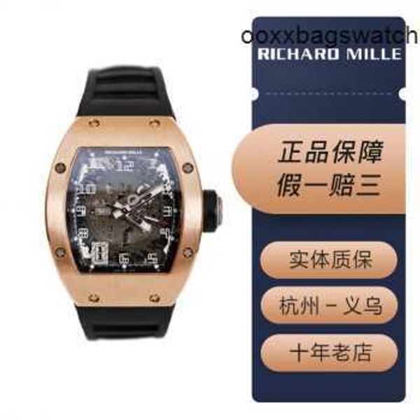 Richardmill Brand New Wristtwatches Richardmill RM010 Mens Series Watch Rose Gold Material Data Display Automático Mecânico Business Swiss Luxury Watch RM0 HBZO