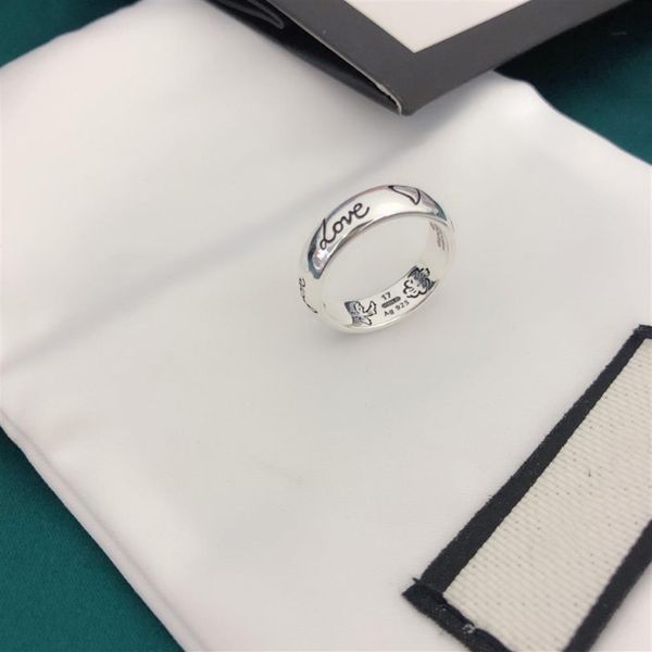 Anelli con teschio in argento sterling 925 di moda anelli bague di moissanite per uomo e donna Regalo per gli amanti dei gioielli da campionato promessa del partito 2490