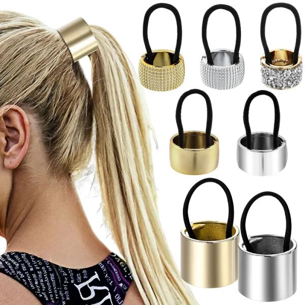 Corda elastica per capelli aperta in lega di metallo Fibbia Polsino per capelli punk retrò Supporto per coda di cavallo da donna Anello per capelli rotondo Accessori per capelli per ragazze