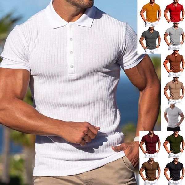 Herren Polos Sommer Mode Poloshirt Trend Temperament Business Casual Sport Elastische Vertikale Streifen Kurzarm T-Shirt Tops