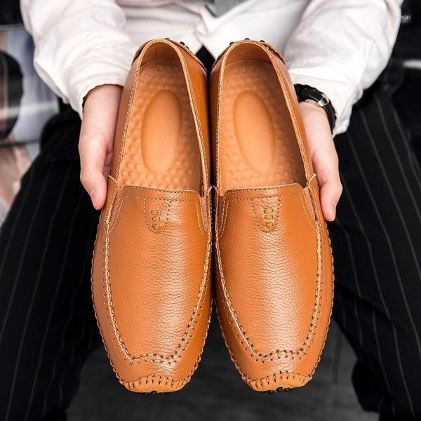 Scarpe casual Moda Mocassini da uomo in pelle slip-on Appartamenti morbidi Zapatos da guida all'aperto di grandi dimensioni